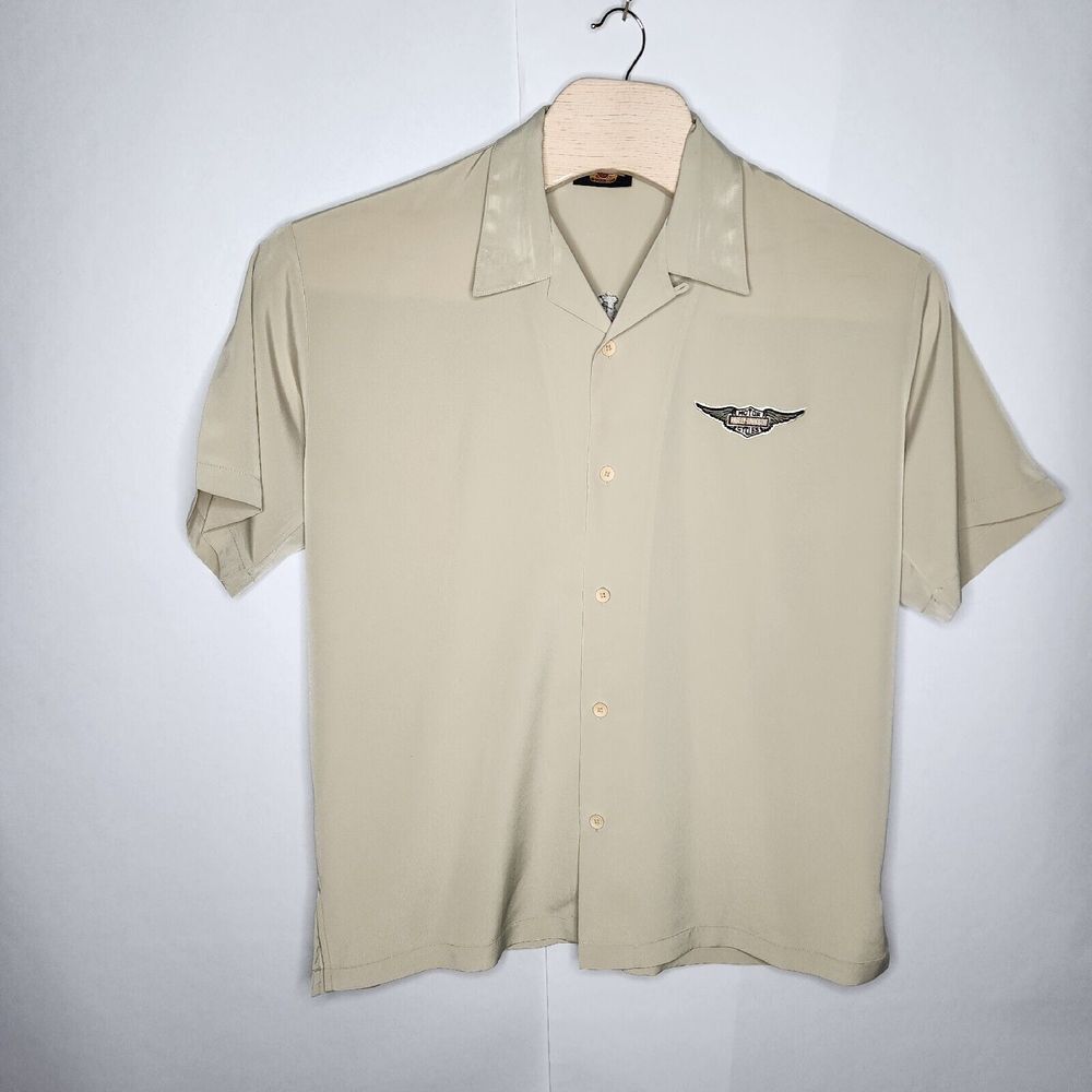Harley Davidson Button Up Short Sleeve Shirt Old Time Motorcycle Men's L READ!!!